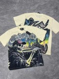 26ss cross-border foreign trade European and American trendy brand GOD high street washed distressed printed spliced vintage short-sleeve T-shirt for men and women