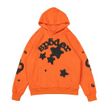 25ss high-quality Sp555der trendy high street style rhinestone embossed letter spider web hoodie for men and women