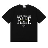 25ss cross-border European and American trendy brand RHUDE character, coconut tree, and letter print American style short-sleeve T-shirt, unisex