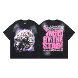 American trendy high street Hellstar men's and women's heavy washed distressed loose vintage short-sleeve T-shirt
