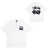 Summer trendy brand short-sleeve T-shirt with dice, black eight, and ice cream designs, basic American style couple's wear for summer