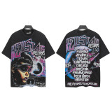 25ss American trendy high street Hellstar heavy washed distressed loose vintage short-sleeve T-shirt unisex fashion brand