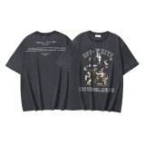 New Summer Arrival: OFF-WHITE Washed Vintage Double Yarn Heavyweight Angel Red Old Man Religious Print Men's Short Sleeve T-Shirt