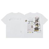 Travis Scott Cactus Jack trendy face and rose monument pattern printed casual short-sleeve T-shirt