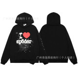 Cross-border foreign trade European and American trendy brand sp555der spider web letter print hoodie sweatshirt and pants set for men and women