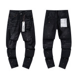 Cross-border European and American Purple Brand jeans, washed, distressed, vintage, ripped, with splatter paint, cool and stylish, Amiri American style