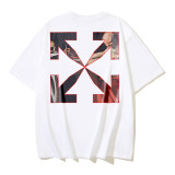 American streetwear brand OFF OW arrow graffiti print heavy-duty street style summer short-sleeve high street casual T-shirt for men and women