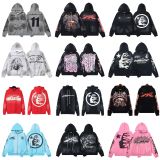 Hellstar European and American fashion brand high street vintage washed distressed printed street style loose hoodie for men and women