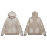 25ss high-quality VAL trendy high street vintage washed distressed white ink direct-print hoodie unisex sweatshirt
