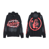 25ss high-quality Hellstar trendy high street washed distressed loose hoodie sweatshirt and pants unisex set