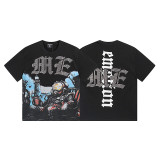 MIXED EMOTION American Fashion High Street Retro Loose Rhinestone Summer Pure Cotton Short Sleeve T-Shirt Unisex