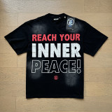 New trendy H Hell Star series printed double yarn pure cotton casual unisex summer loose short-sleeve T-shirt.