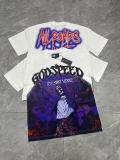 26ss cross-border foreign trade European and American trendy brand GOD high street washed distressed printed spliced vintage short-sleeve T-shirt for men and women