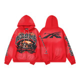 Hellstar European and American fashion brand high street vintage washed distressed printed street style loose hoodie for men and women