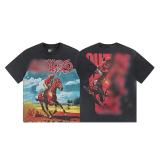 New Summer Arrival: GOD Fashion High Street Vintage Washed Distressed Short Sleeve Rock Band Print Loose Fit T-Shirt