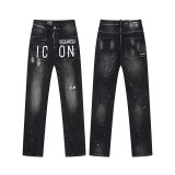 Cross-border foreign trade DSQUARED2 European and American trendy brand slim-fit skinny jeans with washed-out and distressed details for men