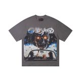 25ss Cross-Border Foreign Trade GOD American Trend Washed Vintage Skull High-Definition Print White Ink Direct Print Loose Fit Short Sleeve T-Shirt for Men