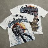 26ss cross-border foreign trade European and American trendy brand GOD high street washed distressed printed spliced vintage short-sleeve T-shirt for men and women