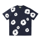 Cross-border pure cotton short-sleeve D.T 3D foam cotton blossom print graffiti unisex casual loose T-shirt