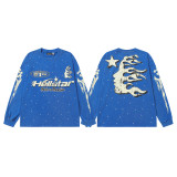 25ss Cross-Border Foreign Trade Hellstar American Style Trendy Brand High Street Washed Distressed Vintage Print Long Sleeve T-Shirt