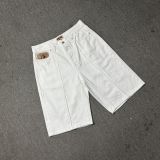 American streetwear brand Corteizz jeans with star embroidery, high street vintage distressed denim shorts, men's knee-length shorts