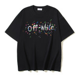 25ss European and American cross-border fashion high street OFF-WHITE high-quality printed graffiti loose short-sleeve T-shirt for men and women