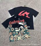 25ss Summer New Godspeed American Style Trendy Rock Street Hip-Hop Vintage Washed Printed Short Sleeve