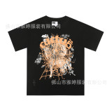 New Summer Spider Web Foam Print European and American Street Fashion Casual Loose Unisex Pullover Short Sleeve T-Shirt
