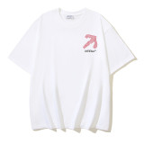 25ss American style trendy brand high-quality off-shoulder short-sleeve T-shirt with melting arrow gradient starry sky ink splatter design for men and women
