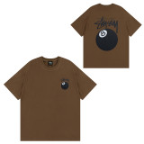 Summer trendy brand short-sleeve T-shirt with dice, black eight, and ice cream designs, basic American style couple's wear for summer