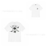 American trendy brand STU short-sleeve t-shirt in white with printed designs, casual style for couples, unisex