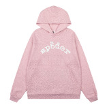 Foreign trade American-style trendy brand sp555der spider web rhinestone letter fleece hoodie unisex sweatshirt and pants