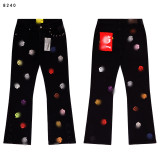 Cross-border foreign trade GOD trendy high street rock band washed vintage embroidered men's denim flared pants