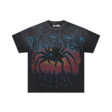 High-end American hip-hop couple's T-shirt, heavy-duty washed and distressed, West Coast rap short-sleeve, trendy basic style