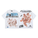 25ss Cross-Border Foreign Trade Hellstar American Trend High Street Retro Print Summer Loose Short-Sleeve T-Shirt Unisex