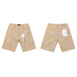 Cross-border European and American Purple Brand denim shorts, washed and distressed vintage splatter-paint denim pants for men