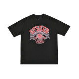 25ss Cross-Border Foreign Trade Sp555der American Trend High Street Rhinestone Foam Print Loose Fit Unisex Short Sleeve T-Shirt