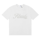 25ss cross-border European and American trendy brand RHUDE character, coconut tree, and letter print American style short-sleeve T-shirt, unisex