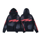 Hellstar European and American fashion brand high street vintage washed distressed printed street style loose hoodie for men and women