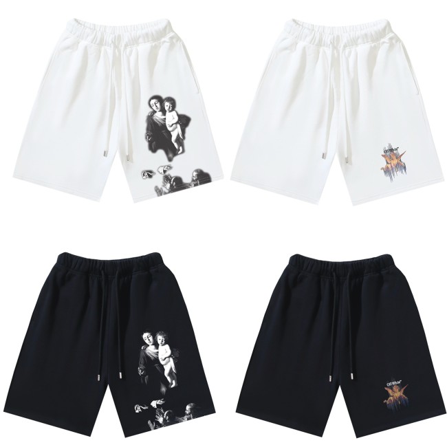 Summer new OW trendy Virgin Mary print casual loose shorts, unisex five-point pants