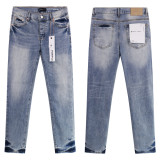 Cross-border American fashion Purple Brand straight-leg jeans, washed, distressed, vintage, ripped, cool and stylish American style