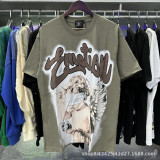 s cross-border EM American style trendy brand angel retro rhinestone logo hip-hop loose short-sleeve full-print couple's T-shirt
