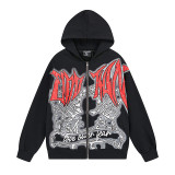 25ss Cross-Border Foreign Trade MIXED EMOTION American Streetwear High Street Retro Printed Hoodie Sweatshirt Set