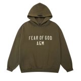 High street new autumn and winter FOG ICON double row letter print fleece-lined hooded sweatshirt for men and women, couple style trendy top