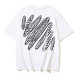 Wholesale high-quality foreign trade trendy brand off-shoulder short-sleeve T-shirts with melting arrow gradient starry sky splatter ink design, couple style