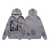 26ss cross-border foreign trade VaLL American fashion high street retro washed distressed street style loose hoodie unisex