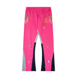 Correct version of Gallery Dept hand-painted splatter-ink patchwork drawstring high street casual sweatpants with a slight flare for men