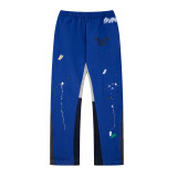 Correct version of Gallery Dept hand-painted splatter-ink patchwork drawstring high street casual sweatpants with a slight flare for men