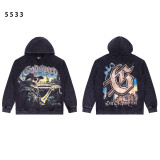25 Cross-border Trendy American Retro God Classic Print Hooded Sweatshirt for Men and Women, Pure Cotton, High Quality, Loose Fit