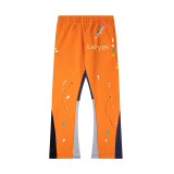 Correct version of Gallery Dept hand-painted splatter-ink patchwork drawstring high street casual sweatpants with a slight flare for men